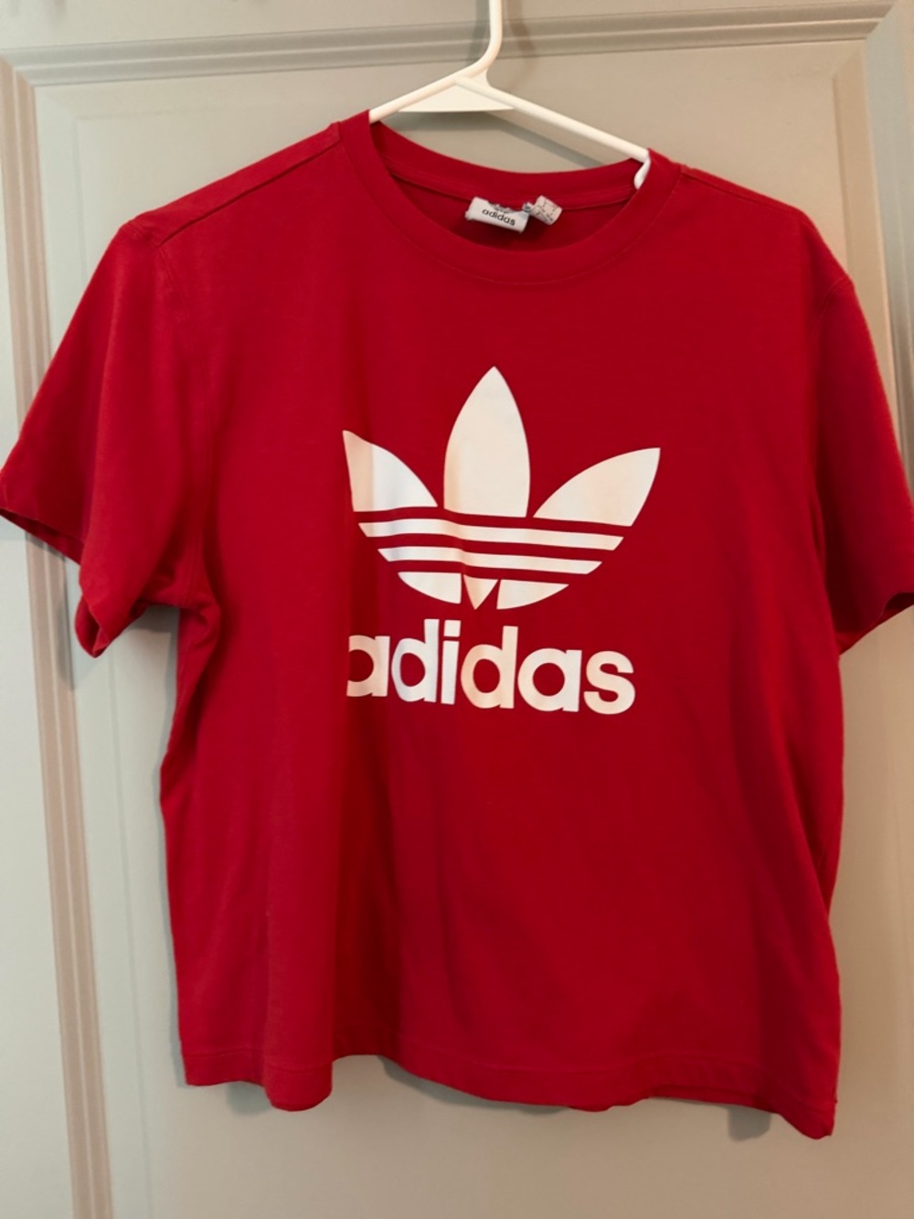 adidas Red Tee with White Trefoil Logo